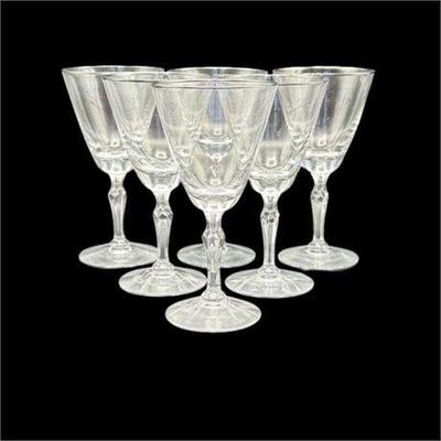 Lot 145   
Fostoria Engagement Crystal Water Goblets With Platinum Trim, Six (6)