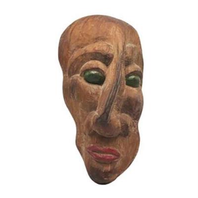 Lot 046-074  
Hand Carved Vintage Wood Primitive Wall Mask