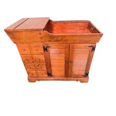 Lot 191   
Vintage Ethan Allen Rustic Farmhouse Dry Sink Cabinet