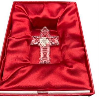 Lot 304   
Waterford 2003 Crystal Celtic Cross Ornament In Original Box