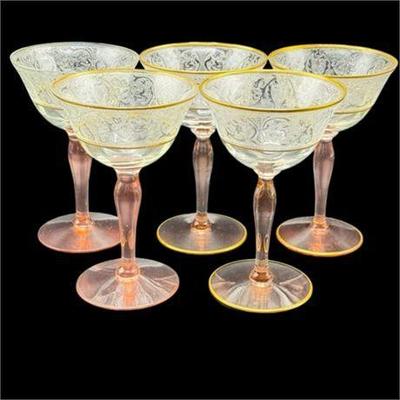 Lot 153   
Morgantown Pink Martini Glasses, Six (6)