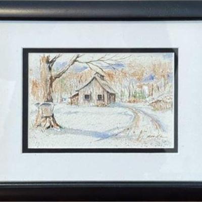 Lot 238   
Artist Signed Watercolor Of a Barn