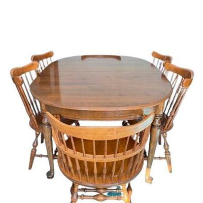 Lot 190   Ethan Allen Solid Wood Dining With Six Chairs
