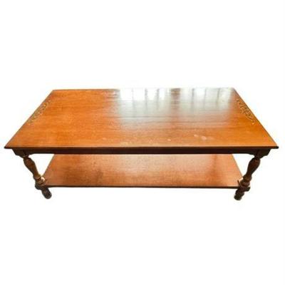 Lot 049-023   
Coffee Table With Inlaid Autumnal Design And Underlying Shelf