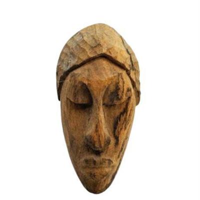 Lot 014   
A.E . Signed Carved Tribal Wall Mask, Vintage