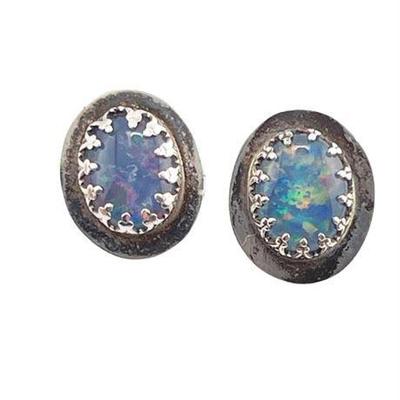 Lot 015   
Dark Opal Oval Earrings