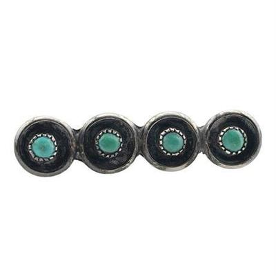 Lot 012   
Old Pawn Native American Turquoise Bar Pin, Pre 1930s