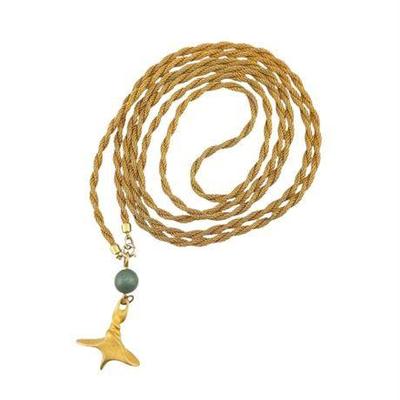 Lot 027   
Woven Mesh Necklace With Turquoise and Abstract Pendant