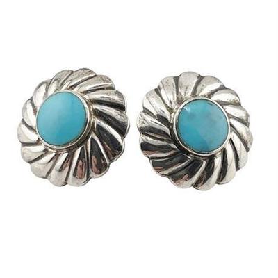 Lot 010   
Antique Sterling Silver and Turquoise Earrings