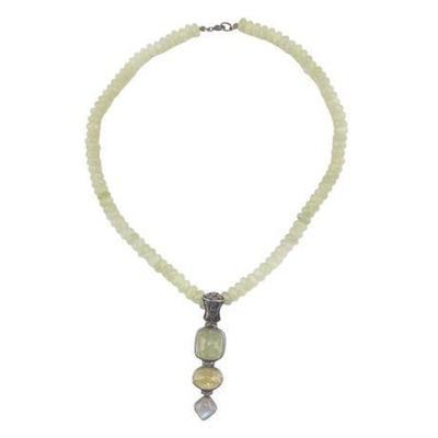 Lot 025   2 
Jade Strung Necklace with Semi-Precious Stone Sterling Set Pendant