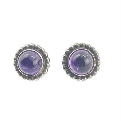 Lot 018   
Signed Amethyst Cabochon Stud Earrings