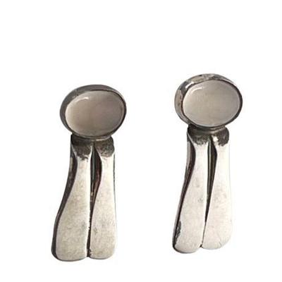 Lot 092   
Frosted White Quartz and Sterling Silver Drop Earrings