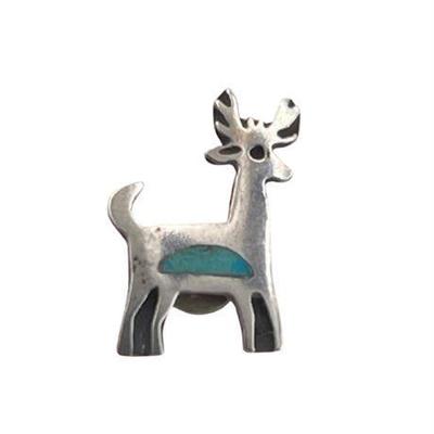 Lot 100   
South Western Elk Turquoise and Silver Tie Tac