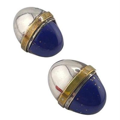 Lot 091 
Lapis Lazuli Sterling Oval Button Earrings