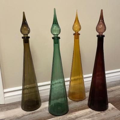 Set of four Vintage MCM Empoli Genie Glass Panel bottles with Stoppers.  $50.00 each
***SOLD***
