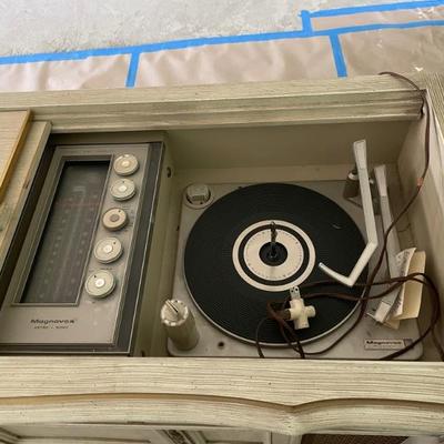 Inside of Vintage Cabinet stereo - turntable side.  Radio works, Turntable does not.  Requires work.  $50.00