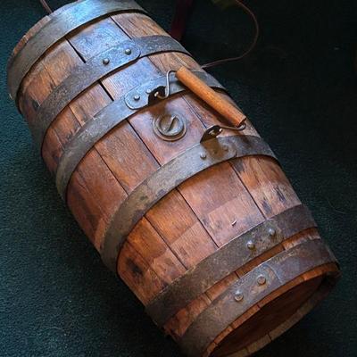 Antique Wood Barrel w/ Handle 