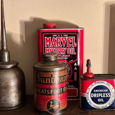 Vintage Braimes Oil Can | Antique Sunbeam Neatsfoot Oil | Marvel Mystery Oil Can | American Dripless Oil Tin