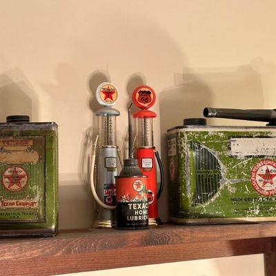 Texaco Port Arthur Oil Can | Texaco Home Lubricant | Texaco Sky Chief | Phillips 66 Pump | Texaco Handi Grip Can