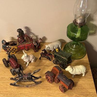 Vintage Toys, Decor and Oil Lamp 