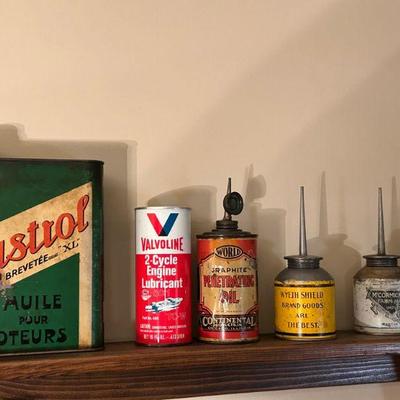 Castrol Brevetee Oil Can | Valvoline 2 Cycle Engine Lubricant | World Graphite Penetrating Oil | Wyeth Shield’s Oiler | McCormick-Deering...
