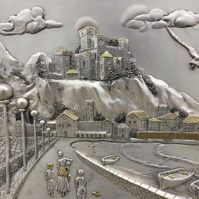 Vintage Italian Creazioni RD Studio 3-D Relief Art 925 Overlay