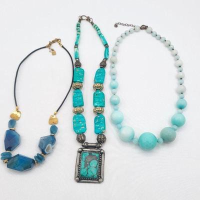 Shades of Blue & Teal Quartz & Stone Necklaces Soho