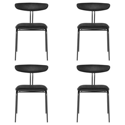 Four Nuevo Giada Black Leather Dining Or Lobby Chairs