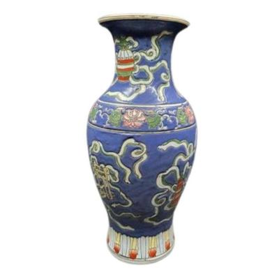 Macau 12" Asian Ceramic Vase Hand Painted