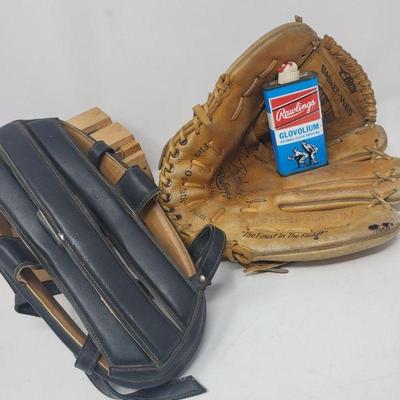 1980's Bob Grich Rawlings Baseball Glove & Cycling Helmet