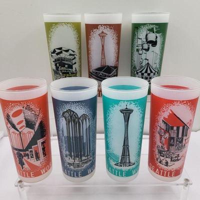 1962 Seattle Worlds Fair Frosted Glass Tumblers