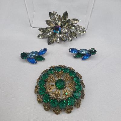 1950's Rhinestone Sparkle - Brooches & Earrings