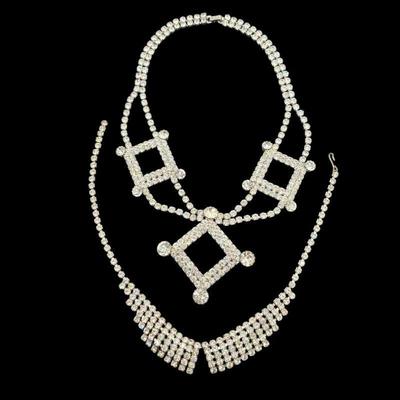 Stylish Bling Rhinestone Necklaces Duo