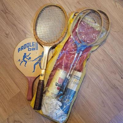 Vintage Outdoor Sports Rackets - Badminton, Tennis, Paddle Ball
