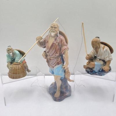 Chinese Mudmen Fishermen Clay Figurines (3)