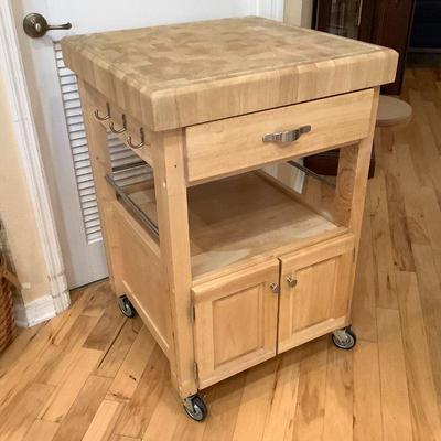 Butcher block kitchen island cart