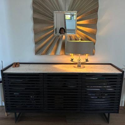 Side cabinet, mirror & table table lamp