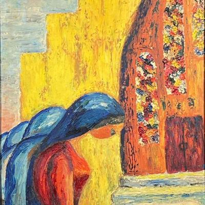 MOTHER & CHILD OIL PAINTING | Post impressionist style Mother & Child. Oil on board 23.25 x 17.25 in. Sight. Signed & dated...