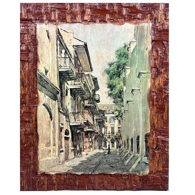 DON DAVEY PRINTED PLAQUE | Don Davey New Orleans print collaged on a folk art wood frame. - h. 13.5 x w. 11 in (overall)

Contact All...