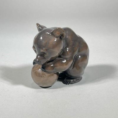 Fritz Heidenreich Rosenthal Selb Bear Figurine | Porcelain bear with ball figurine by Fritz Heidenreich for Rosenthal. - h. 5 x w. 3 x l....