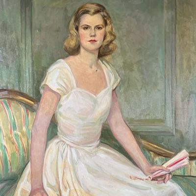 VIRGINIA "KEEP" CLARK (1878 - 1962) OIL PORTRAIT | Portrait of a young woman. Oil on canvas 38 x 32 in. canvas. Signed &...