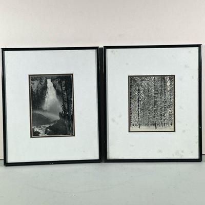 (2pc) PAIR ANSEL ADAMS REPRODUCTION PICTURES | Pair of Ansel Adams reproduction prints of photographs of “Nevada Falls” and “Pine Forest...