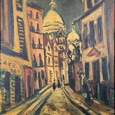 MID-CENTURY OIL PAINTING | Paris. Oil on Canvas 20 x 16 in. canvas. Titled & signed "Hory" lower left. - w. 21.25 x l. 25...