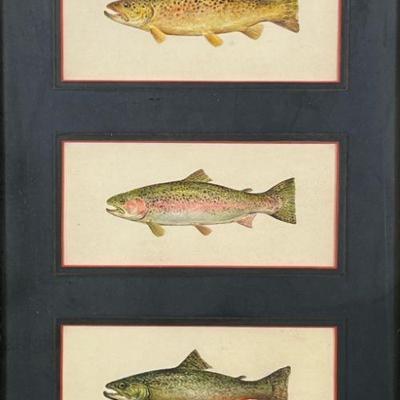 MILTON C. WEILER (1910-1974) WATERCOLOR | Rainbow, Brook and Brown Trout. Watercolor on paper. 3 x 6.5 in. sight. Signed lower right on...