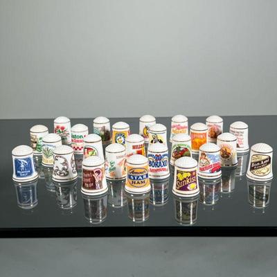 (25pc) FRANKLIN MINT THIMBLES | Collector's set of porcelain advertising thimbles by Franklin Mint.

Contact All Country Estate Sales
