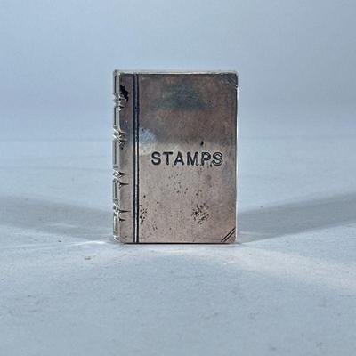 ENGLISH SILVER LIDDED STAMP BOX | Cut glass stamp book with sterling silver top marked with English hallmarks. - h. 1 x w. 2.5 x d. 2 in...