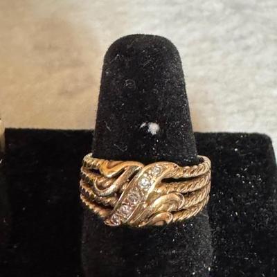 14 Kt gold and diamond  wedding band 