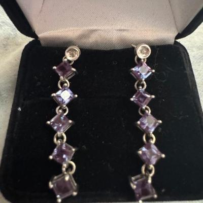 White gold and alexandrite earrings 