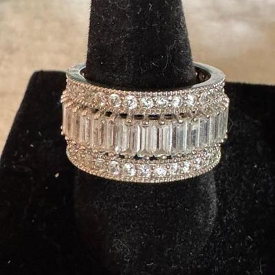 Sterling silver and diamond accent ring 