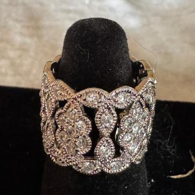 Sterling silver and diamond accent ring 